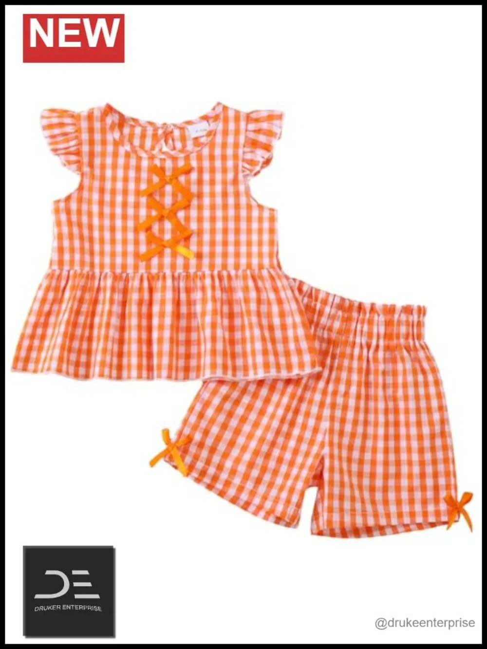 Toddler Girl 2 Piece Cotton Summer Outfit Ruffle Sleeve Top and Shorts Set
